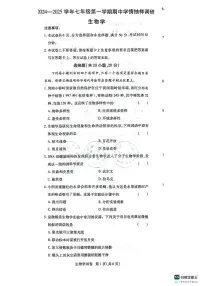 河南省安阳市安阳地区2024-2025学年七年级上学期期中生物试卷