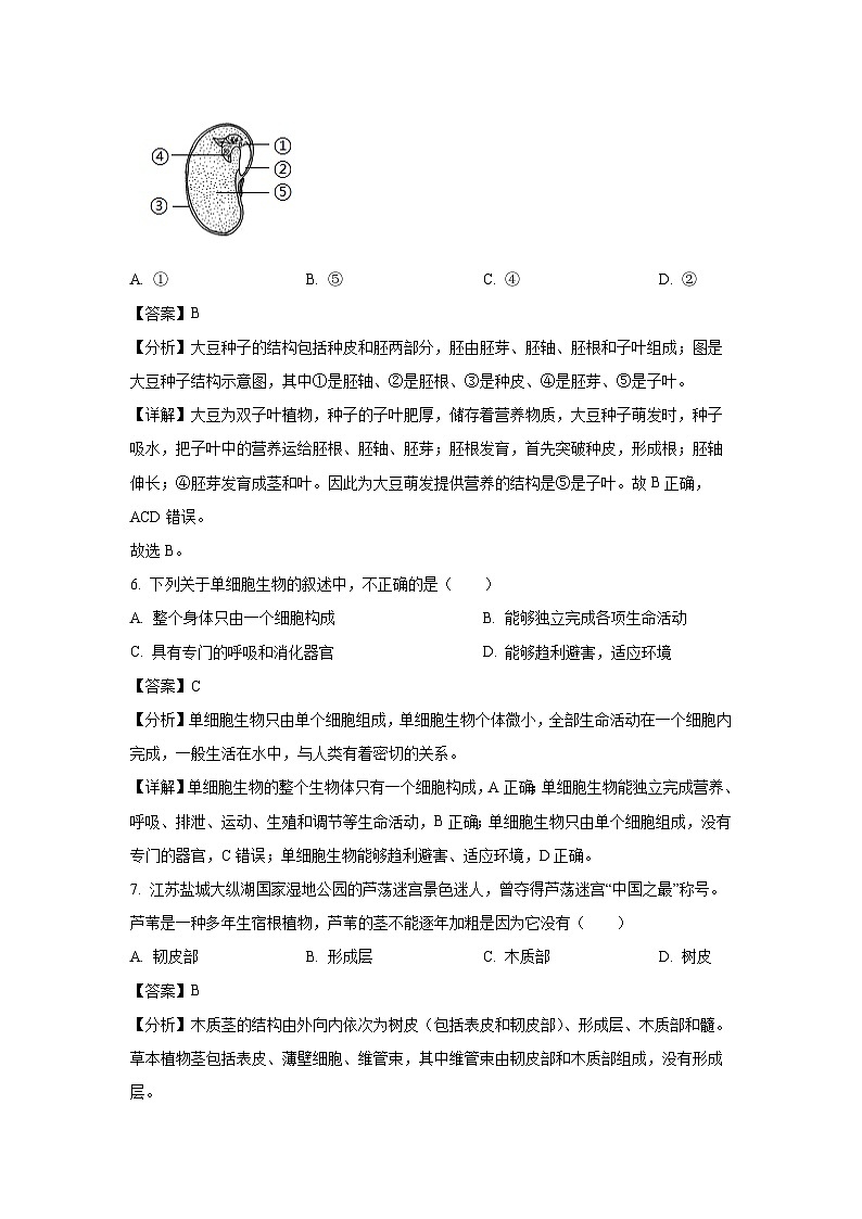 江苏省盐城市亭湖区2023-2024学年七年级上学期期末生物试卷(解析版)第3页