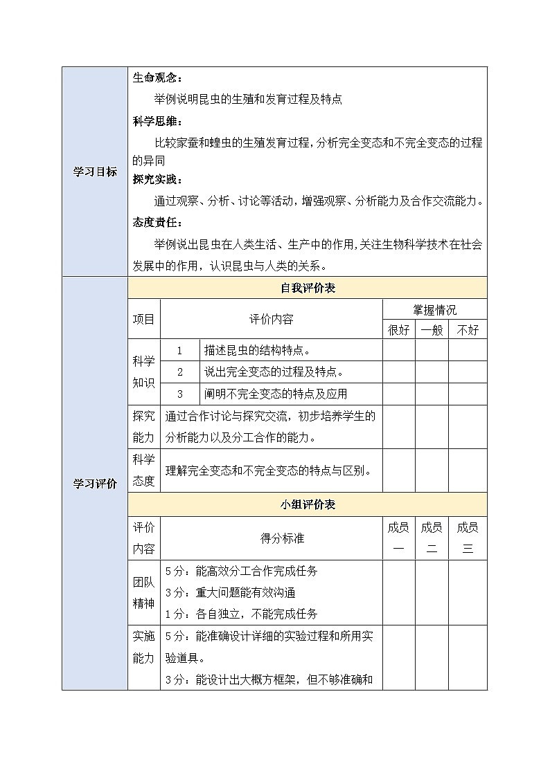 人教版生物八下 7.1.2《 昆虫的生殖和发育》 教案第2页