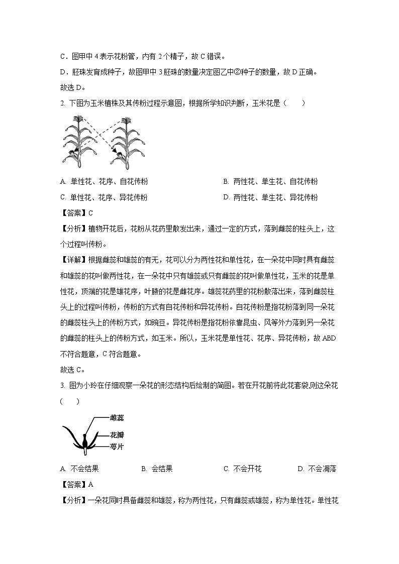 2023-2024学年山东省滨州市无棣县八年级(上)期中生物试卷(解析版)第2页