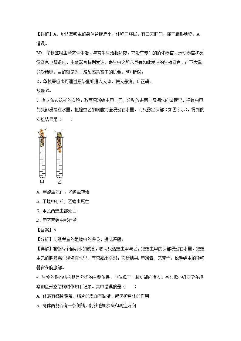2023-2024学年山东省东营市河口区五校联盟八年级(上)期中生物试卷(解析版)第2页