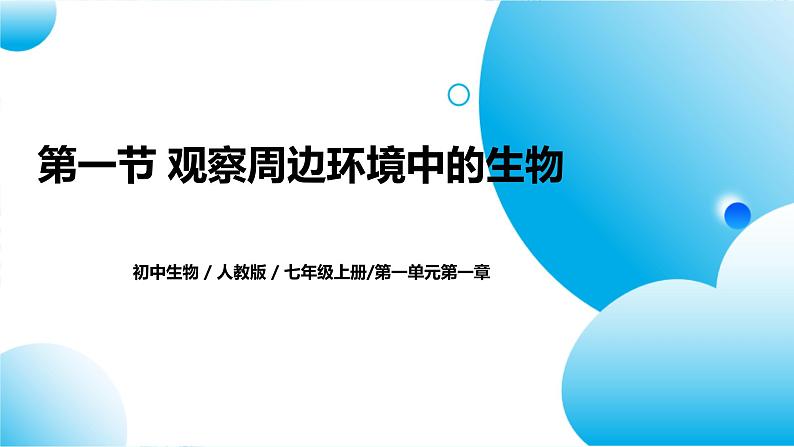 初中 生物 人教版(2024) 七年级上册 第一单元 第一章第一节 观察周边环境中的生物 课件第1页