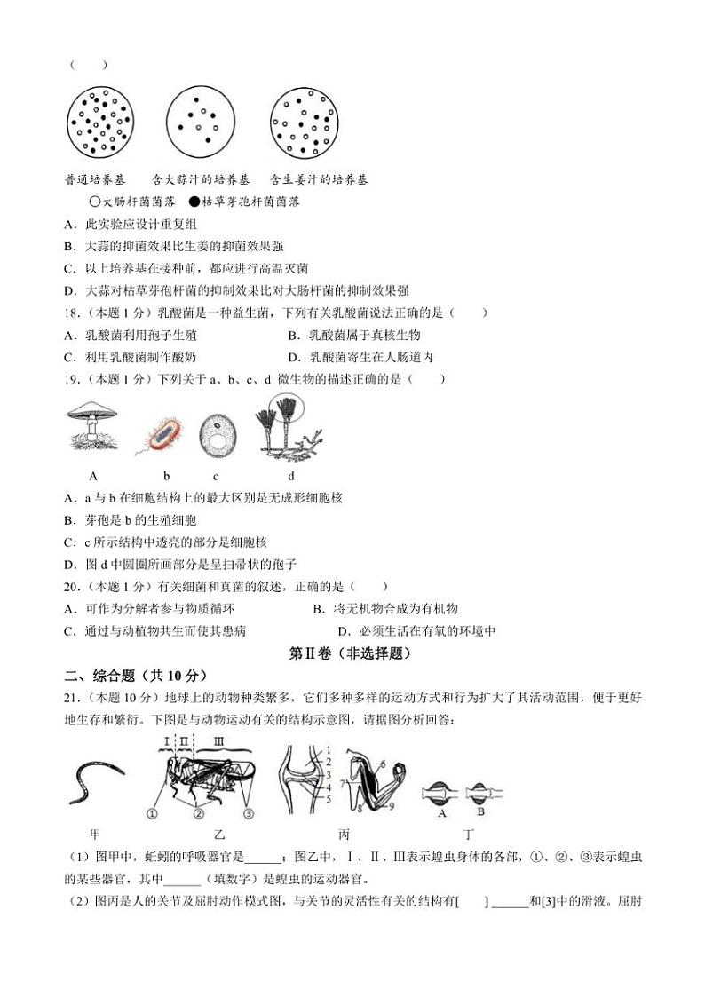 2024~2025学年河南省郑州市郑州中学、五十八中学等六校联考八年级(上)期中生物试卷(含解析)第3页