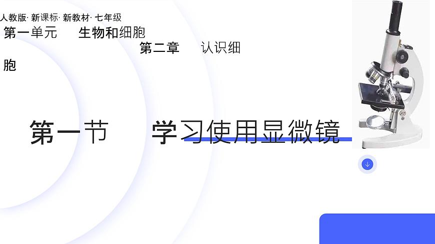 初中 生物 人教版(2024) 七年級上冊 第一單元 第二章第一節(jié) 學(xué)習(xí)使用顯微鏡 課件第1頁
