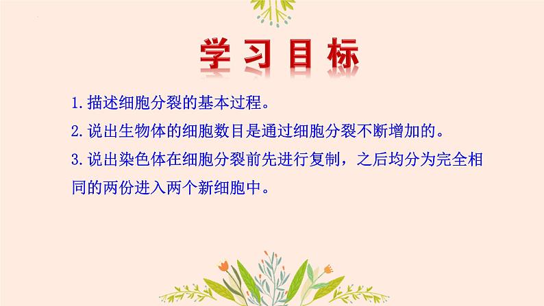初中 生物 人教版(2024) 七年级上册 第一单元 第三章 第一节 细胞通过分裂产生新细胞 课件第2页