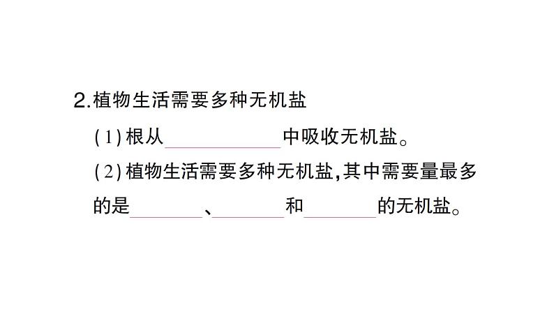 初中生物新北师大版七年级上册第3单元第4章第3节 吸收作用作业课件2024秋第4页