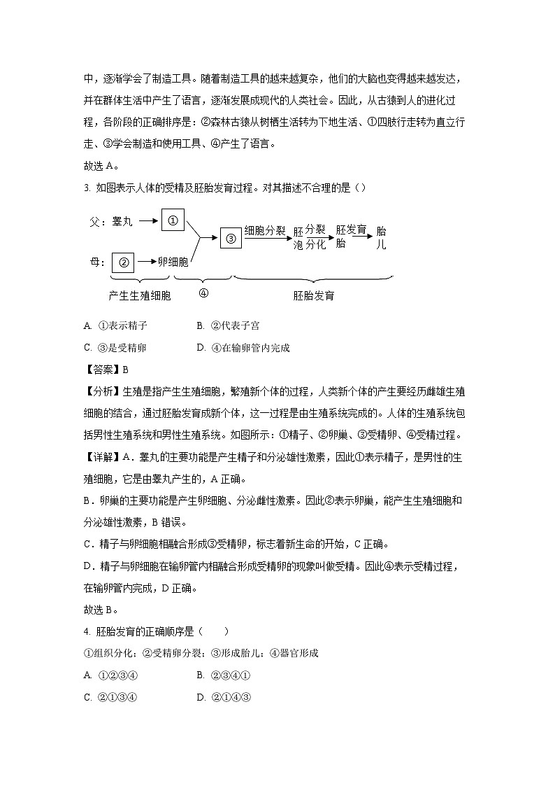 2023-2024学年山东省青岛市莱西市七年级(上)期中生物试卷(解析版)02