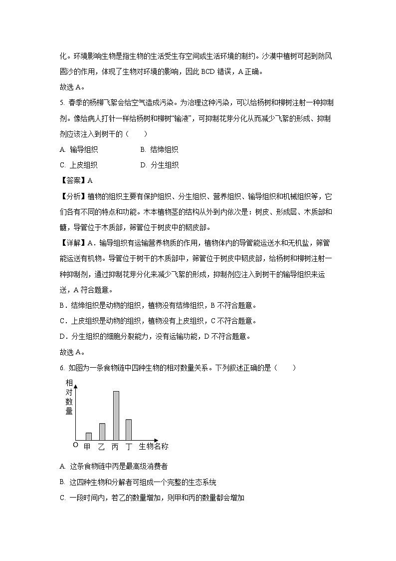 2023-2024学年山东省青岛市市北区七年级(上)期中生物试卷(解析版)03