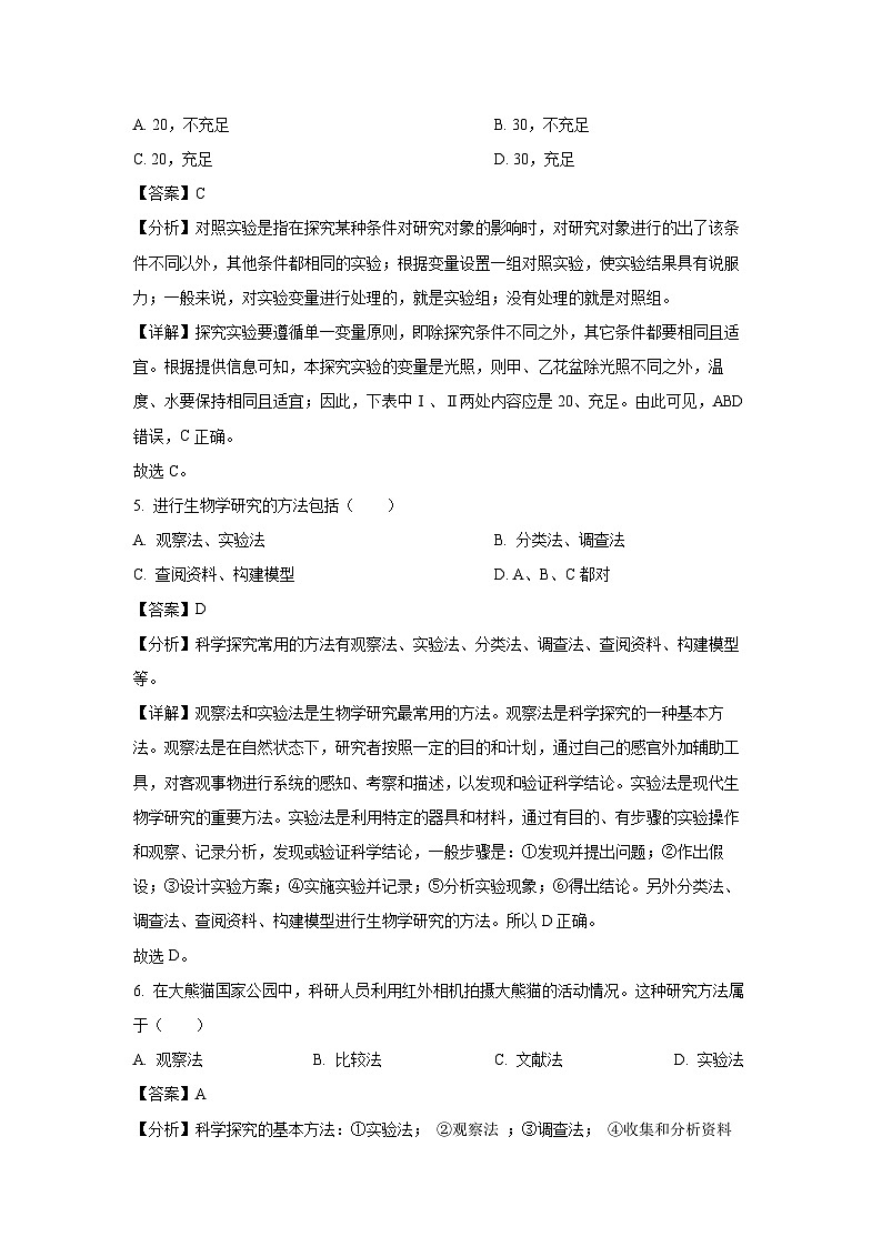 2024-2025学年山东省潍坊市高密市立新中学七年级(上)10月月考生物试卷(解析版)第3页