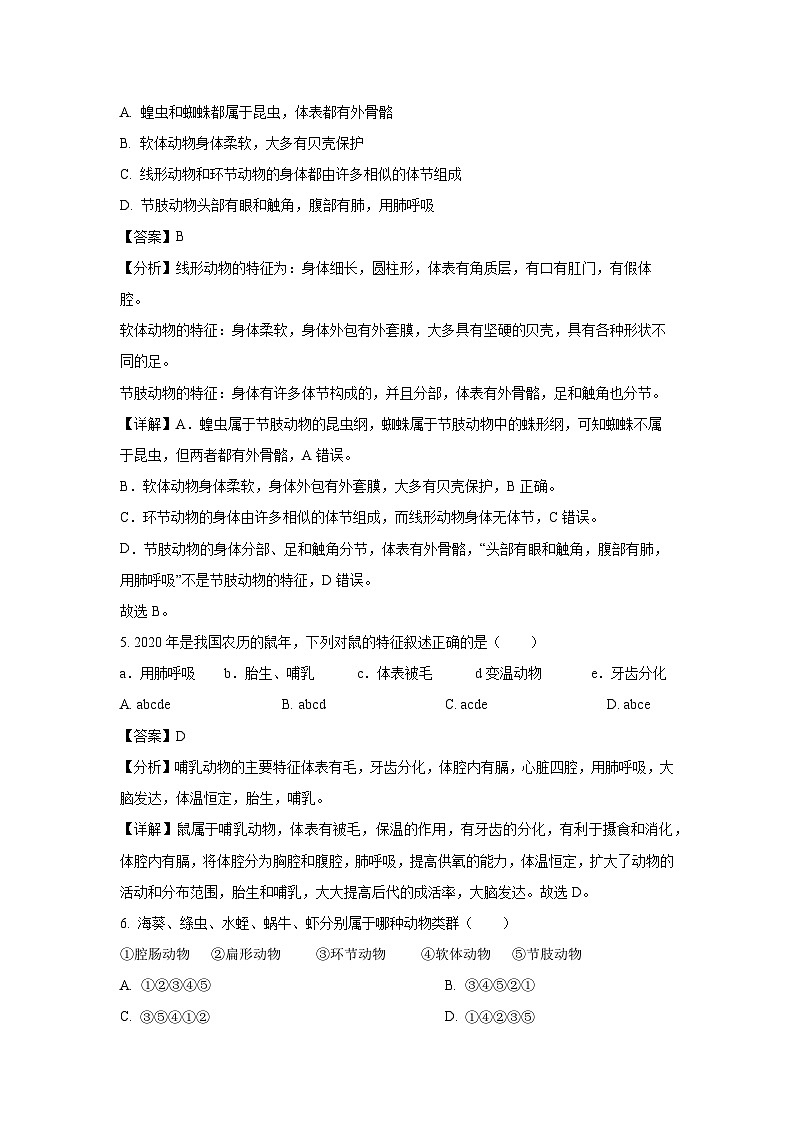 2023-2024学年山东省威海市文登区八年级(上)期中生物试卷(解析版)第3页