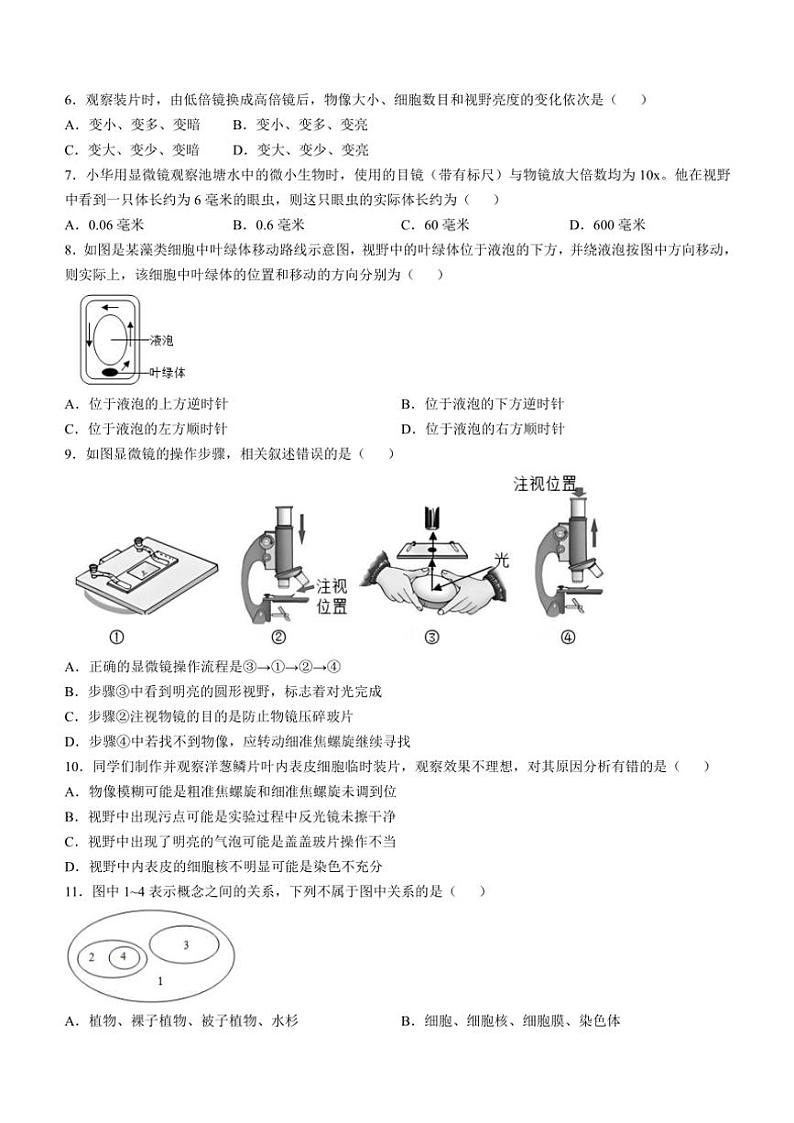 山东省德州市天衢新区2024~2025学年七年级(上)期中生物试卷(含答案)第2页