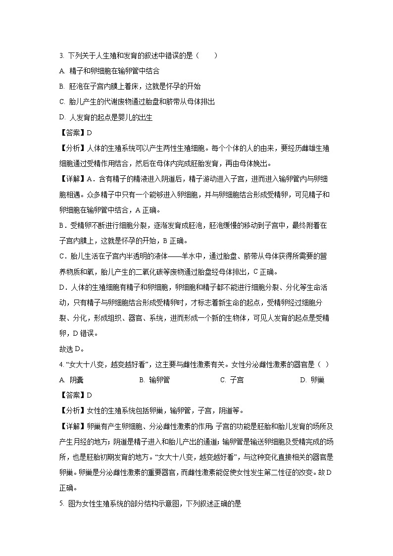 2023-2024学年山东省济南市莱芜区七年级(上)期中生物试卷(解析版)第2页