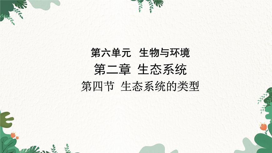 濟(jì)南版生物八年級下冊 6.2.4 生態(tài)系統(tǒng)的類型課件第1頁
