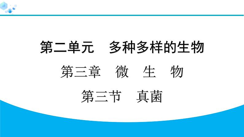 2024人教版生物七年级上册第二单元多种多样的生物第三章微生物2.3.3 真菌 习题课件ppt第1页