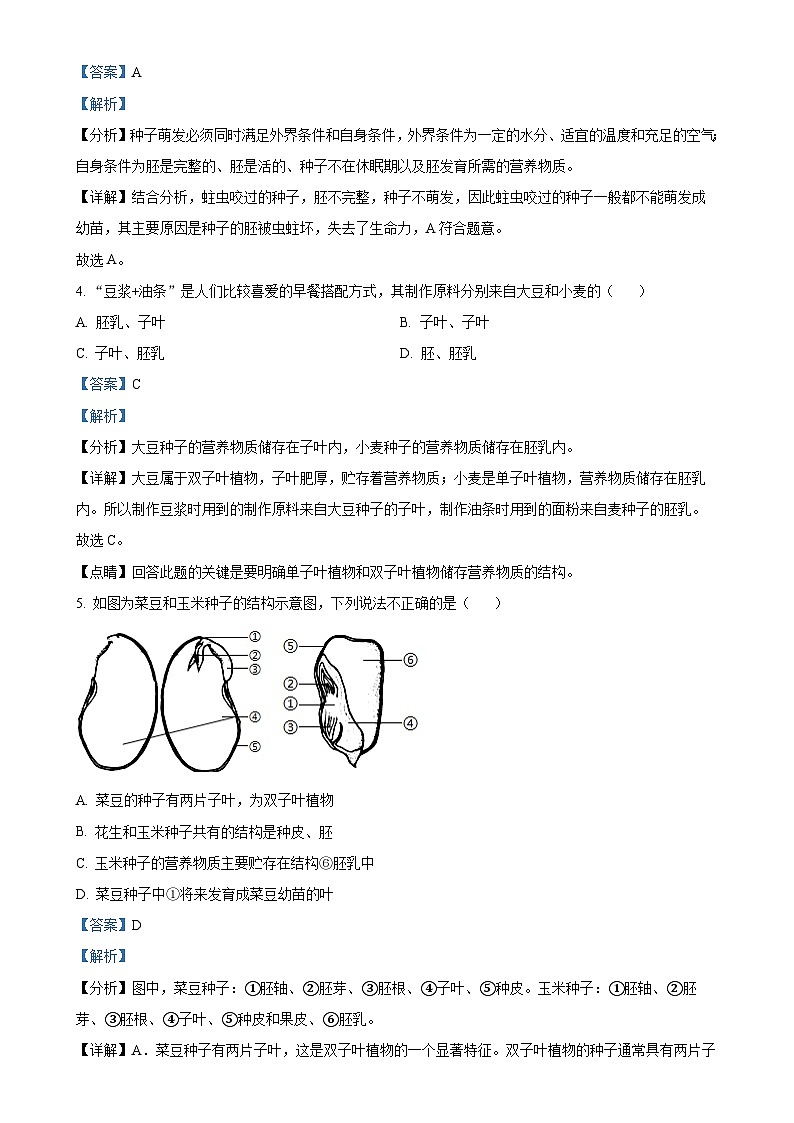 重庆市长寿实验中学校2024-2025学年八年级上学期期中生物学试题(解析版)-A4第2页