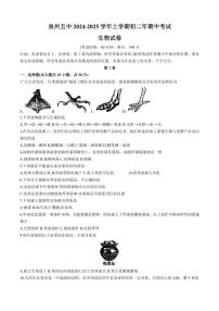 福建省泉州市第五中学2024～2025学年八年级(上)期中生物试卷(含答案)