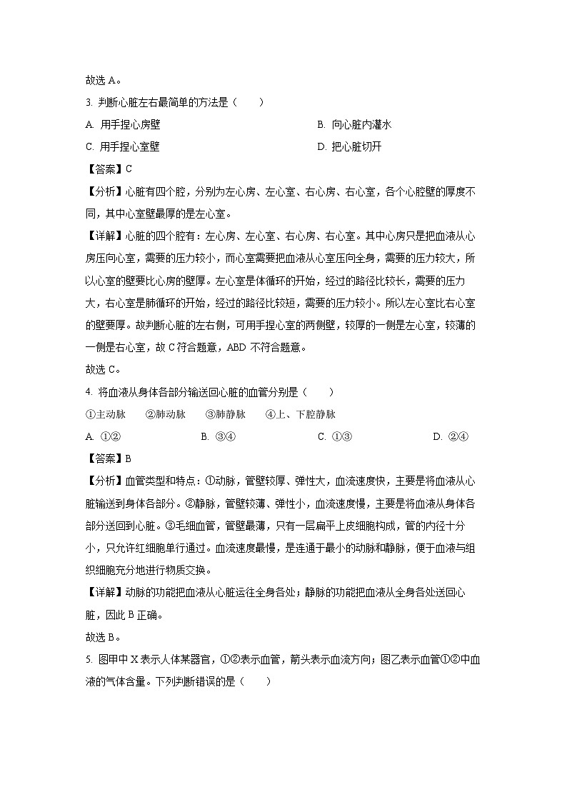2023~2024学年江苏省扬州市江都区八校联谊八年级(上)期中生物试卷(解析版)第2页