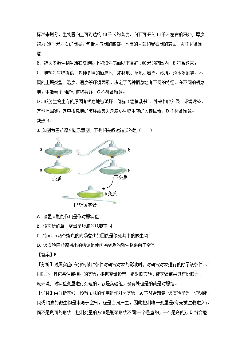 2023~2024学年山东省济南市东南片区七年级(上)期中生物试卷(解析版)第2页
