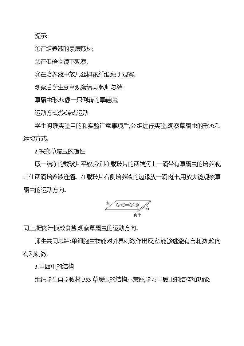 人教版生物七年级上册 1.3.4 单细胞生物 教案第2页