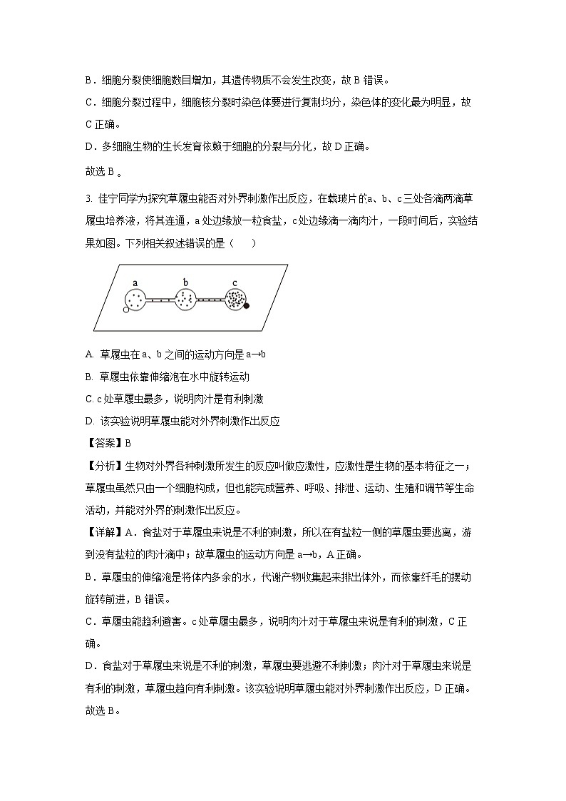 2024-2025学年甘肃省武威市凉州区片区七年级(上)期中生物试卷(解析版)第2页