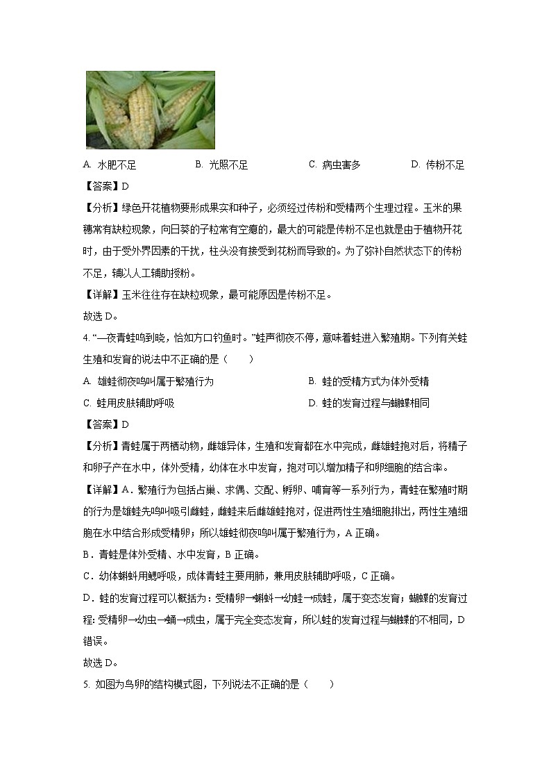 山东省德州市临邑县2023-2024学年八年级(上)期末生物试卷(解析版)第3页