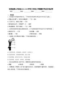 安徽省黄山市歙县2024-2025学年八年级上学期期中考试生物试卷(含答案)