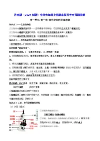 济南版(2024新版)生物七年级上册期末复习考点背诵提纲 学案