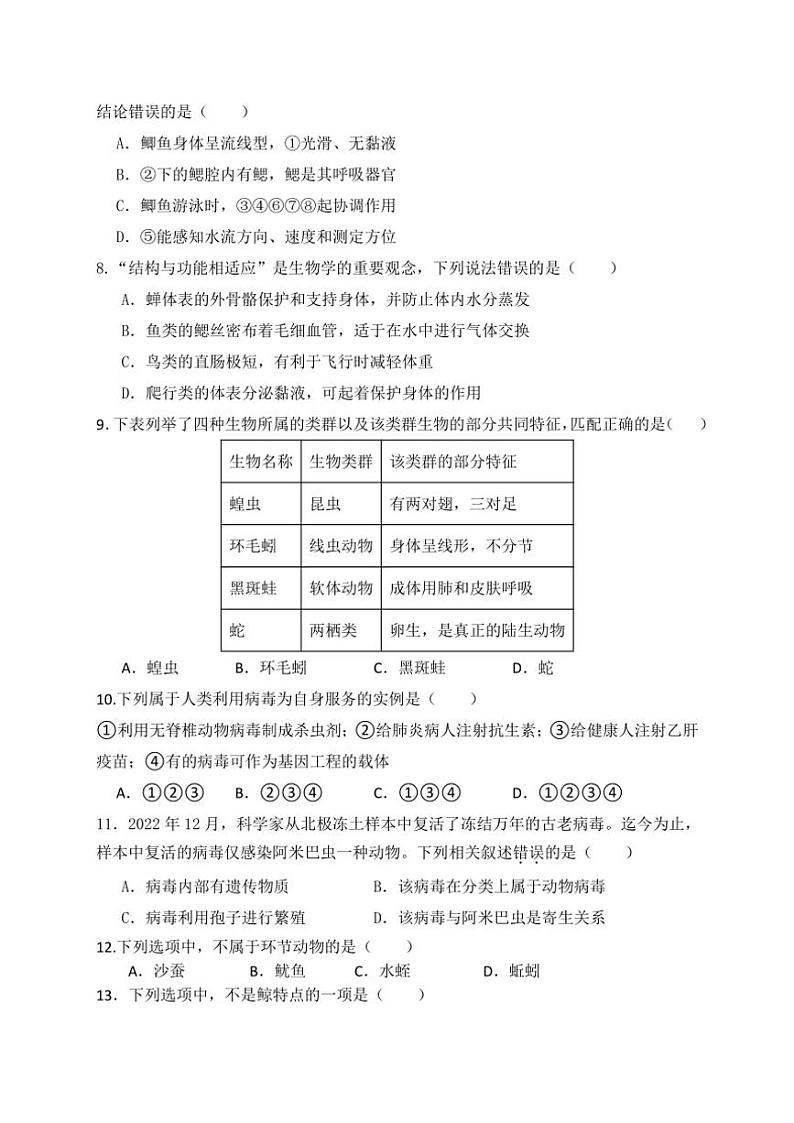 2024~2025学年江苏省盐城市盐都区联考(月考)七年级(上)12月月考生物试卷(含答案)第2页