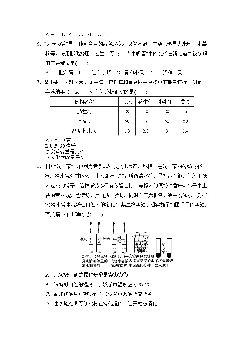 冀少版(2025新版)七年级下册生物第一章 消化系统与营养摄取 学业评估测试卷(含答案)第2页