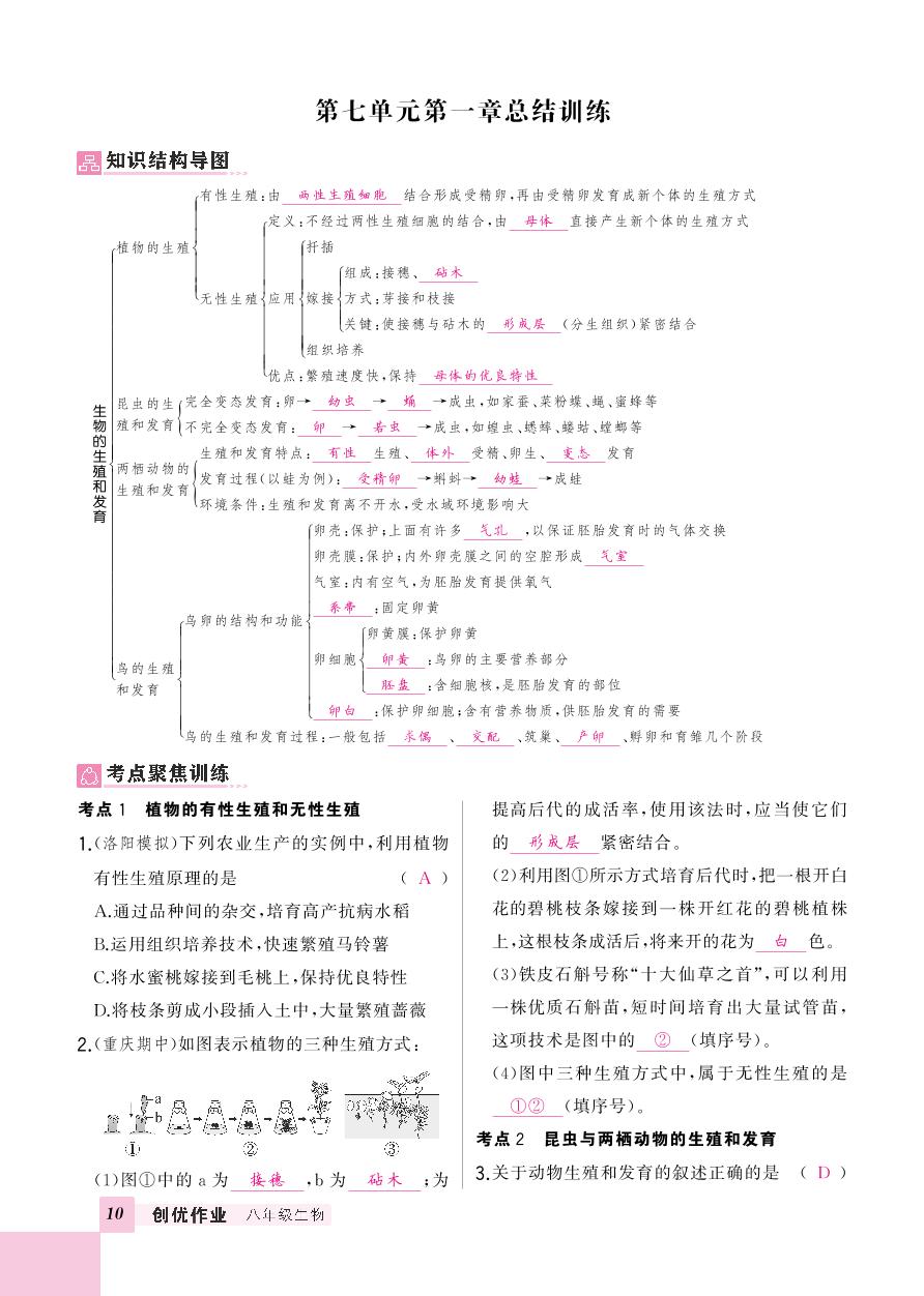 初中生物《基础知识总结》八下