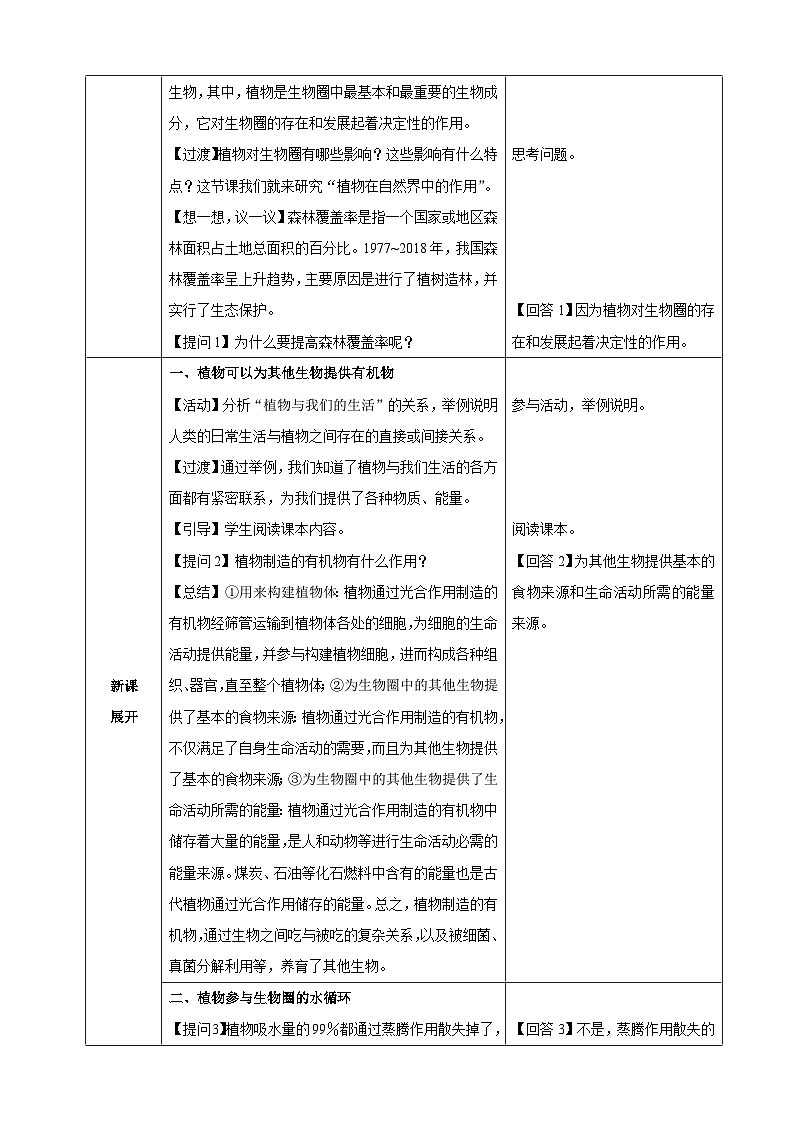 3.2.4 植物在自然界中的作用(教学设计)-2024-2025学年人教版(2024)生物七年级下册第2页