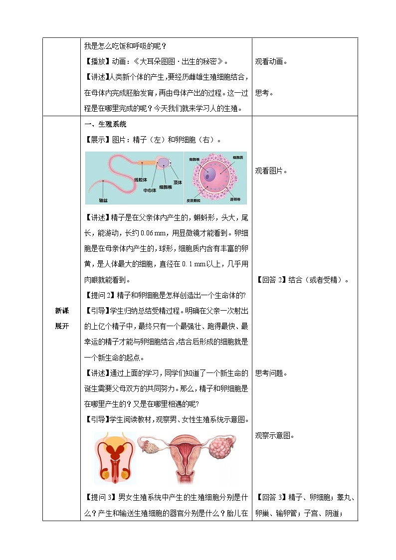4.1.1 人的生殖(教学设计)-2024-2025学年人教版(2024)生物七年级下册第2页