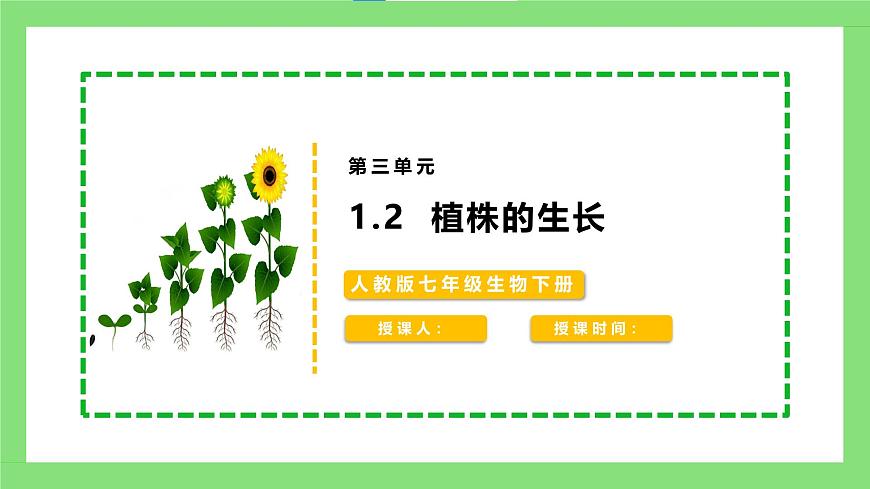 人教版初中生物七年級下冊3.1.2《植株的生長》課件第1頁