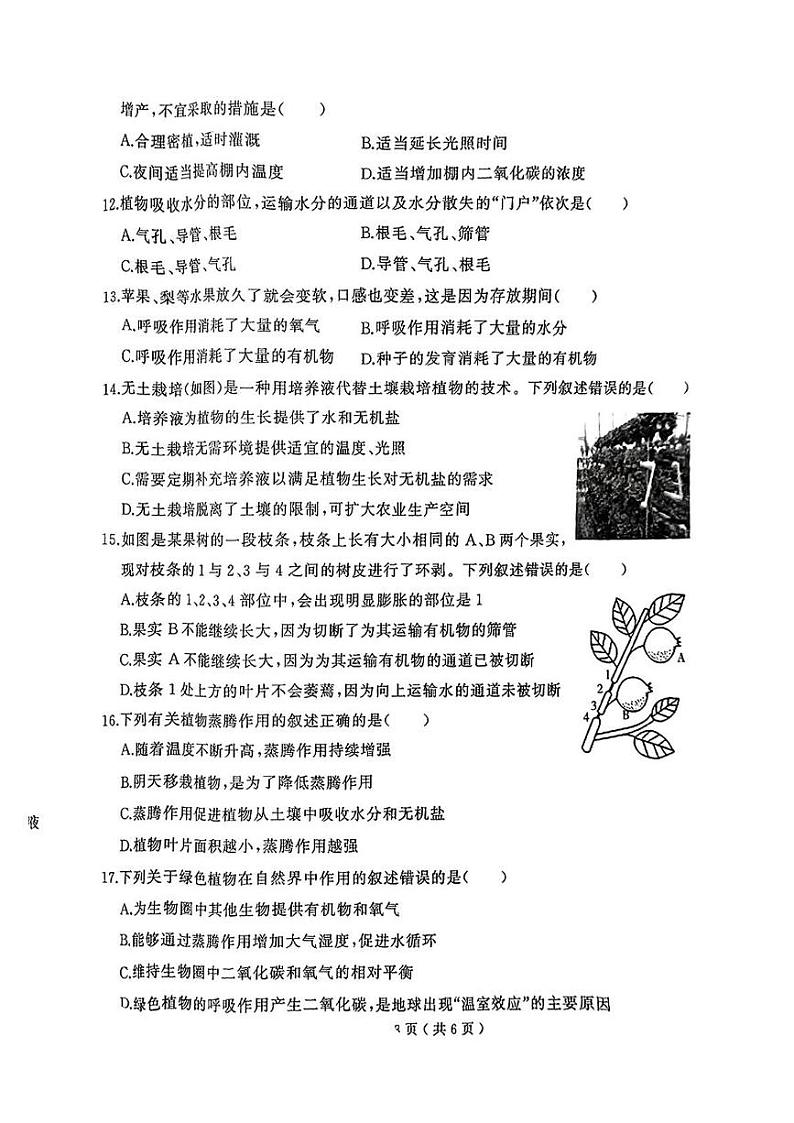 河南省驻马店市驿城区2024-2025学年七年级上学期期末考试生物试题第3页