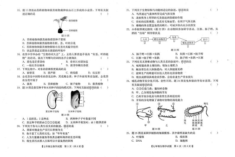 广东省汕尾市2024-2025学年七年级上学期义务教育阶段期末教学质量检测生物试题第2页