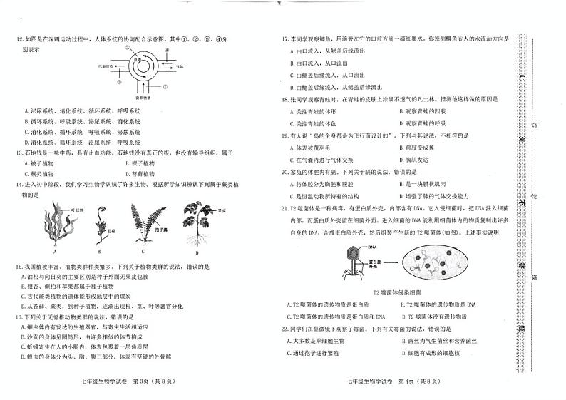 河北省石家庄桥西区2024-2025学年七年级上学期1月期末生物试题第2页