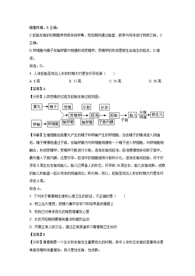 2024~2025学年安徽省蚌埠市多校联考七年级上学期期末生物试卷(解析版)第3页