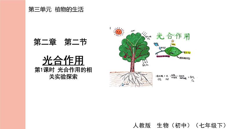 人教版(2024)生物七年级下册--3.2.2 光合作用 第1课时 光合作用的相关实验探索(课件)第1页
