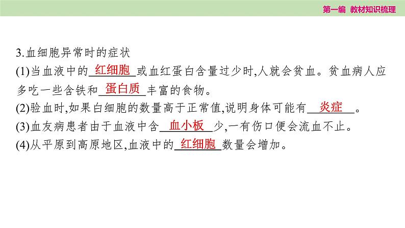 2025年中考知识整理七年级生物上册第十三课时 人体内物质的运输课件PPT第5页