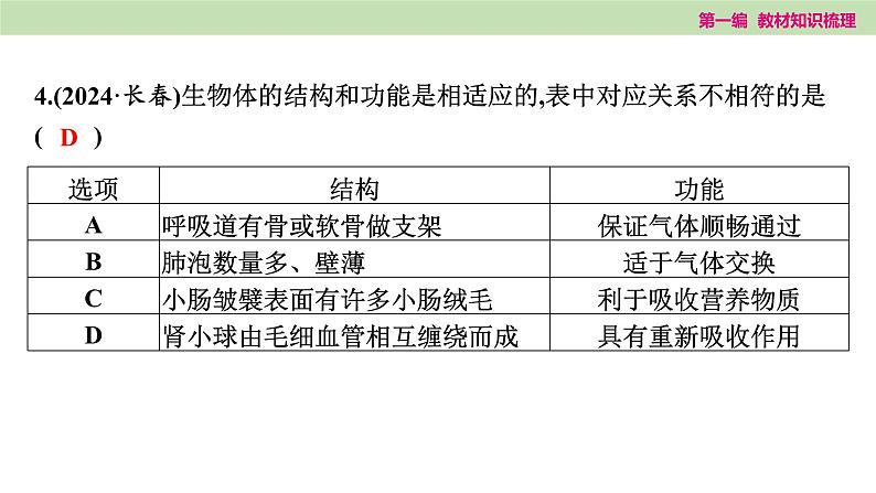 2025年中考知识整理七年级生物上册微专题(三) 人体的新陈代谢课件PPT第5页