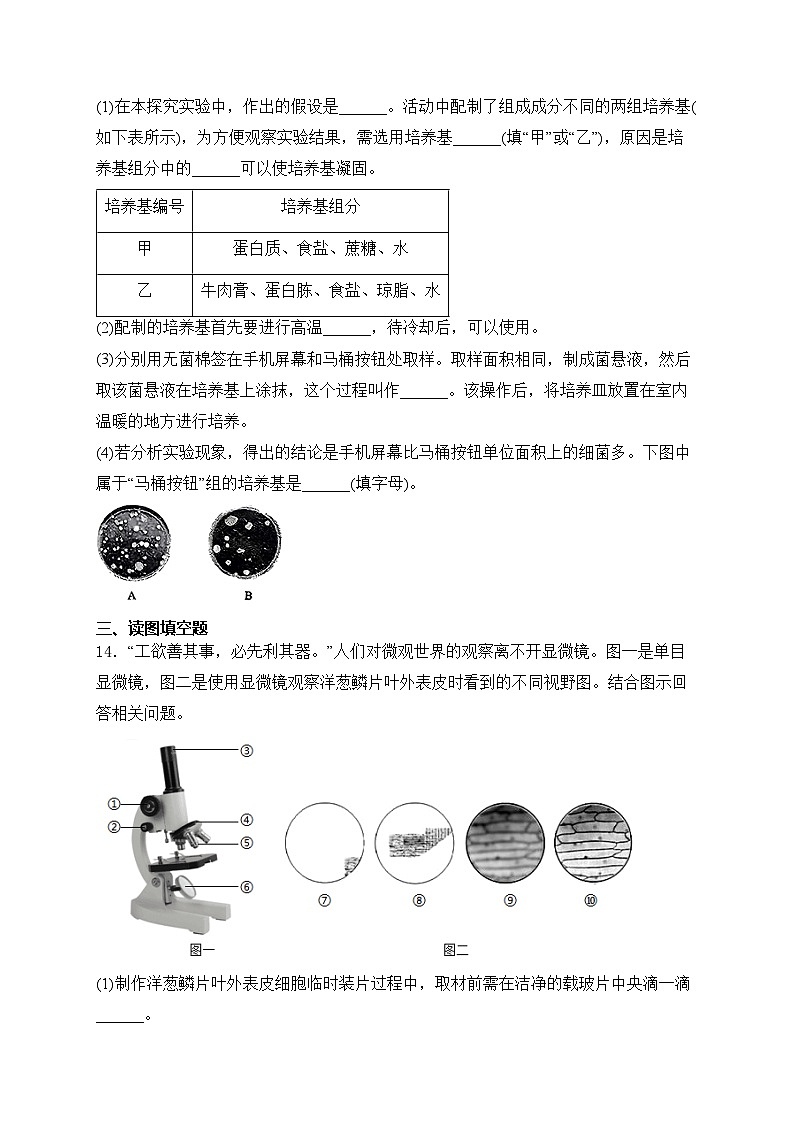 辽宁省铁岭市2024-2025学年七年级上学期期末生物试卷(含答案)第3页