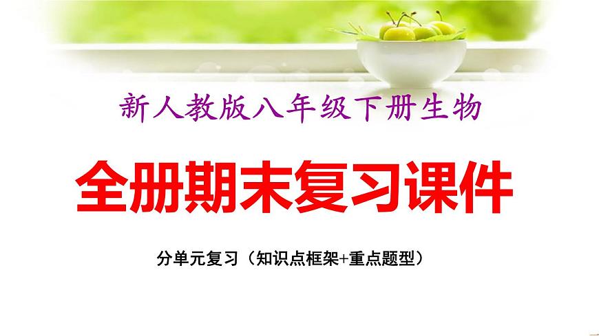 新人教版八年級(jí)下冊(cè)生物全冊(cè)期末復(fù)習(xí)課件:分單元復(fù)習(xí)(知識(shí)點(diǎn)框架+重點(diǎn)題型)第1頁(yè)