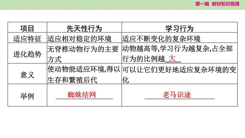 2025年中考知识整理八年级生物上册 第十九课时 动物的运动和行为及动物在生物圈中的作用课件PPT第7页