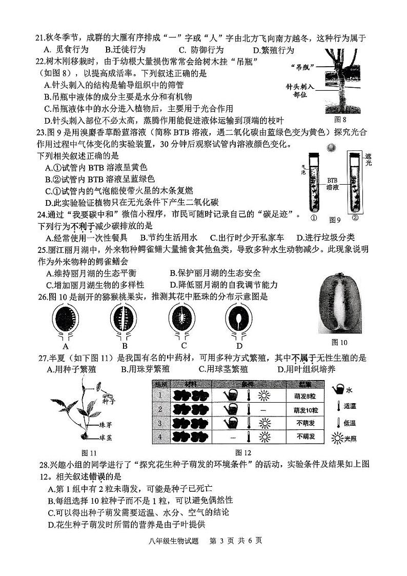 徐州2024-2025上学期期期末八年级生物第3页
