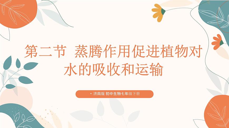 【核心素養(yǎng)目標(biāo)】濟(jì)南版初中生物七年級(jí)下冊(cè)3.1.2《蒸騰作用促進(jìn)植物對(duì)水的吸收和運(yùn)輸》課件第1頁