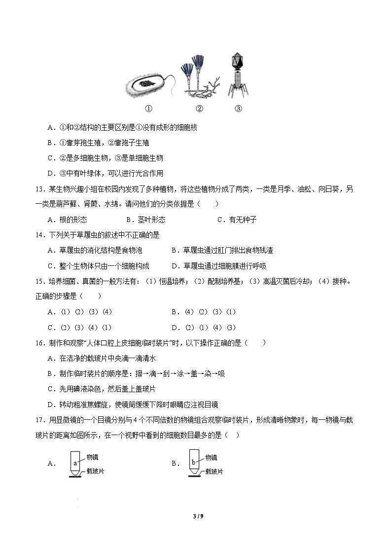 七年级生物开学摸底考(长沙专用)-2024-2025学年初中下学期开学摸底考试卷 七年级生物开学摸底考(长沙专用)(考试版)第3页