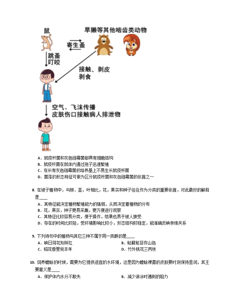 北京版八年级下生物第十三章生物的多样性同步练习(含答案)第2页