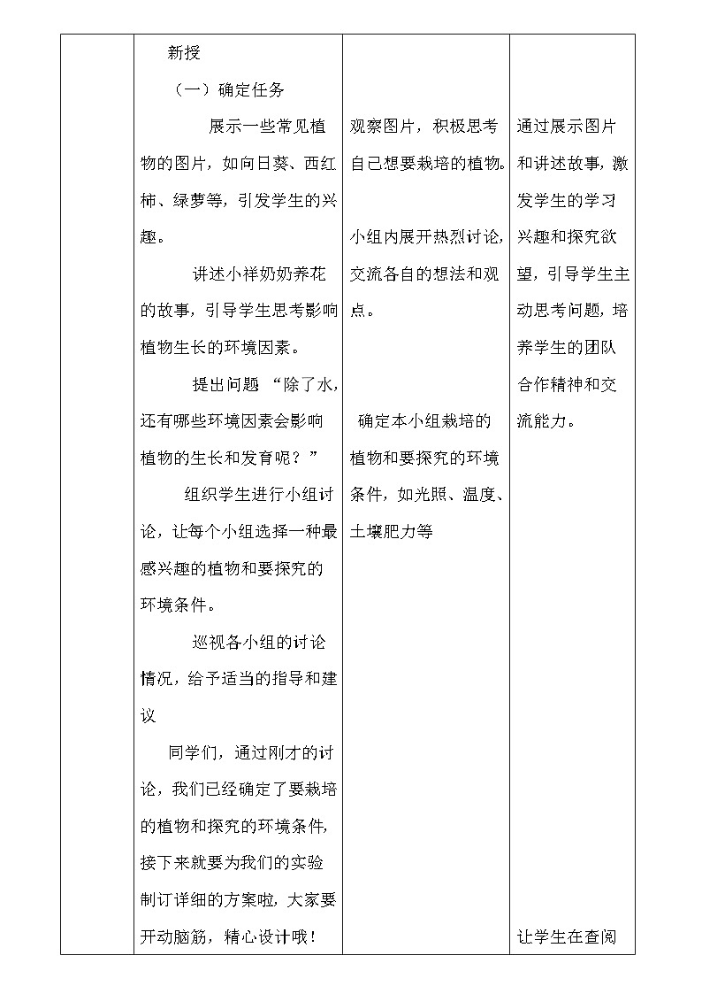 人教版(2024新版)七年级下册生物第三单元第二章 综合实践项目:栽培一种植物,探究所需的环境条件 教案第3页