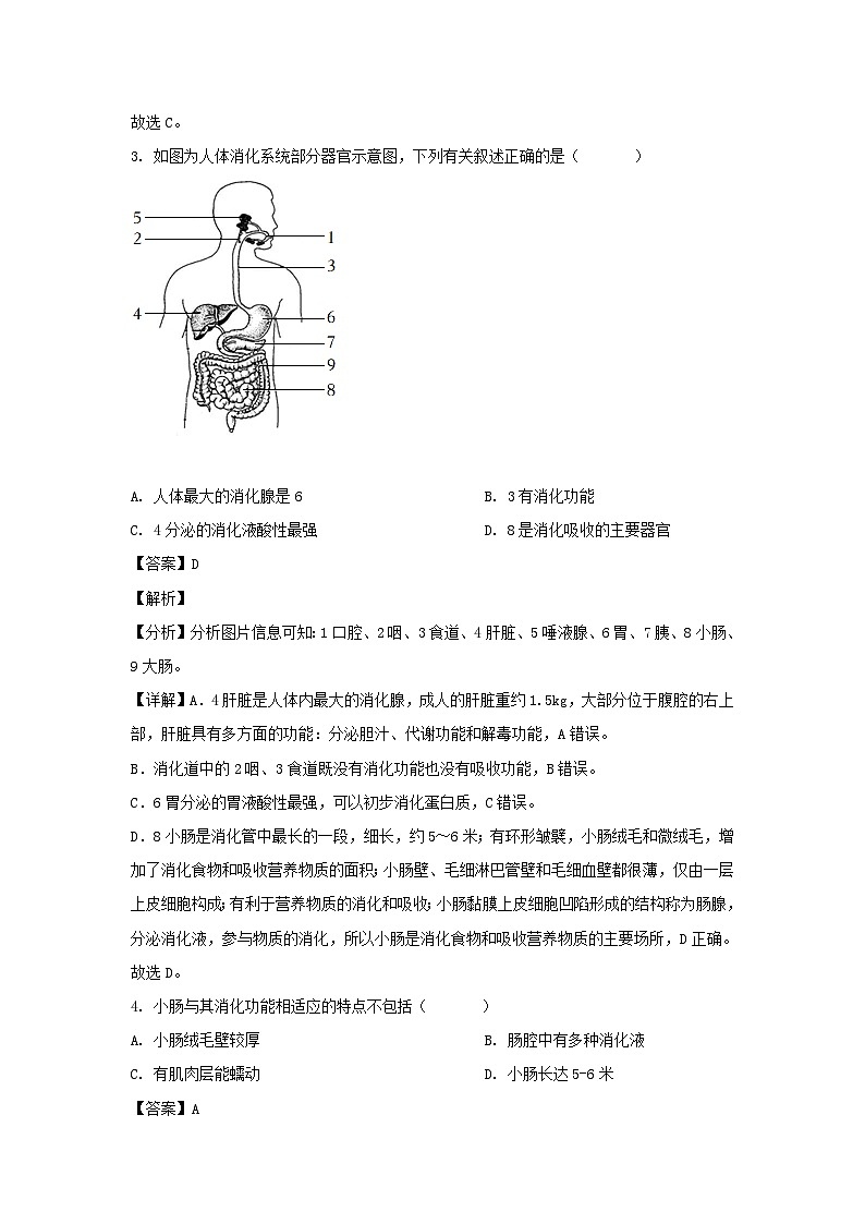 2021-2022学年四川成都龙泉驿区七年级下册生物期末试卷及答案第2页