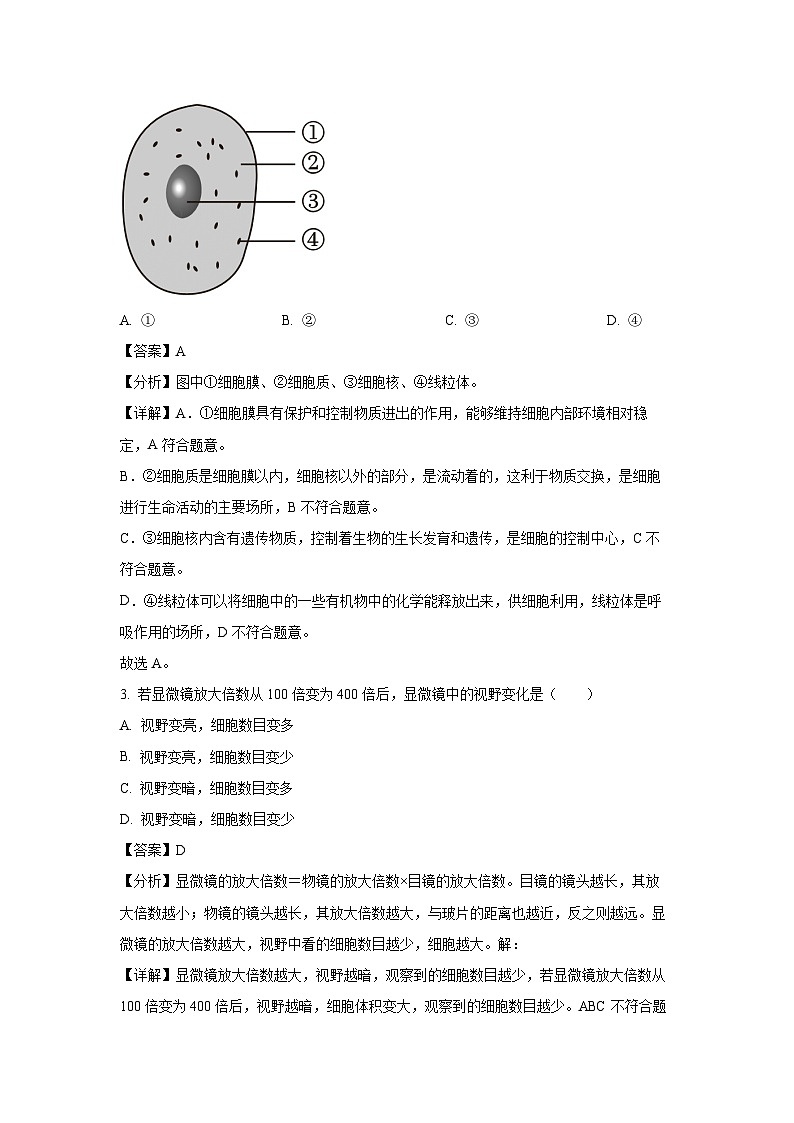 辽宁省沈阳市和平区2024-2025学年七年级上学期期末生物试卷(解析版)第2页